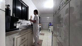 the maid s creampie routine at her new job.