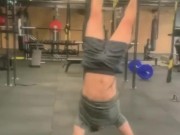 hot athletic guy handstand w/ great bulge