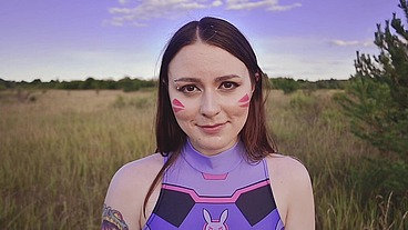 Almost caught: Sexy D.VA loves big stepbrother's cock and public risky blowjobs - Cosplay Overwatch Spooky Boogie