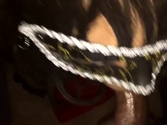 Crossdresser slut sucking black cock POV