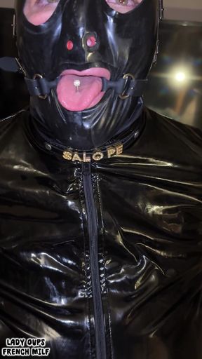 Ring Gag Latex Vibrator and Blowjob