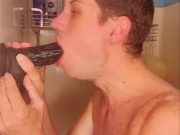 Training my slut mouth for big cock. Want to replace the dildo?