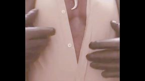 Masked Leather Attired Nipple Play Bloated Belly Smoke