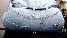 Tiny Man Ruined in Jeans Ass-fyxiation with Giant Ass Unknowing