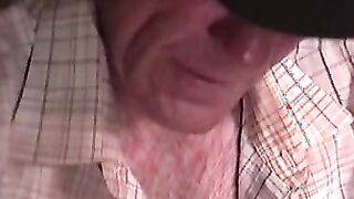 Old John enjoys jerking off his small hairy prick when solo