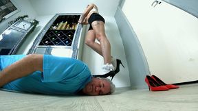 Danielle's Red & Black Heels 2 FLOOR CAM