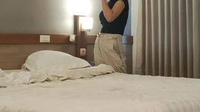 A friend of mine is in love with her boyfriend in her mother's room.