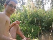 Strip completely naked in the forest and cover body with mud