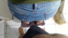 Mature woman gets fucked in the bathroom.