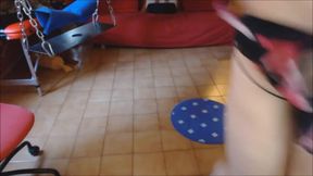 Hot shemale milf sucks cock and doggied on the floor