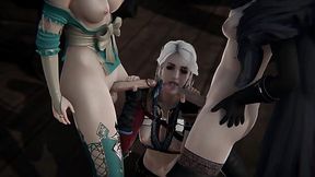 Ciri gets spit-roasted by Triss and Yennefer