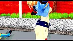 Naked Futanari & Girl Groove Together in Erotic Yard Dance Session