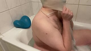 Amateur latex glove heavy breathing bathroom control bath breathplay