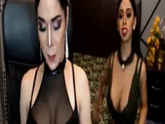 Two Adorable Flirty Tranny Blow and Fuck Live