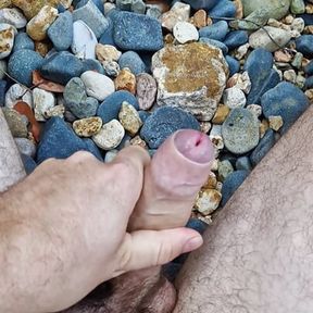 Jerking and Cumming Naked on a Non Nude Beach