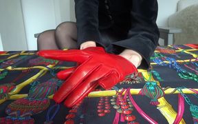 Red leather gloves