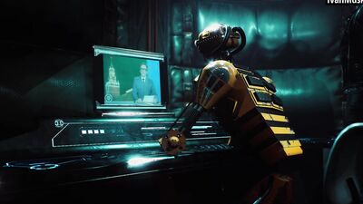 Mature Russian brunette defies Elon Musk with a ponytail robot ride!