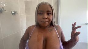 Busty Black Girl Fucked in The Shower by a White Guy