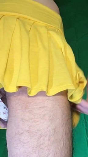 Flowery Seamless Thong with Yellow Skirt