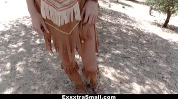 Cowboy's Big Cock Chases Petite Vina Sky in Thanksgiving Cosplay