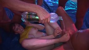 Mature Brunette Stretched Wide by Bottles and Fists in Gangbang