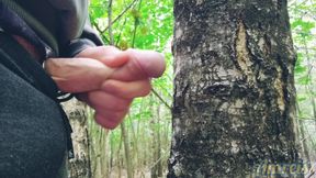 Contact with Nature Ended with a Wank Between the Trees and a Juicy Orgasm.