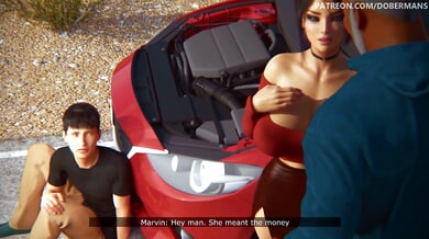 Diana takes on a mechanic in anal passion while her boyfriend watches roadside