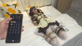 FX81-White stockings, Asian girl, orgasm control, gag, candle dripping