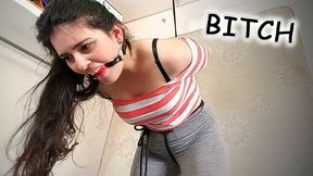 Bitchy Big Step-Sister Ball Gagged In Strappado Bondage (wmv)