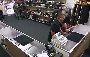 Big boobs cuban chick pussy fucked in the pawnshop