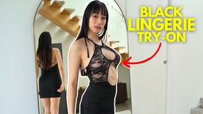 4K Transparent Black Lace Lingerie Dress Try on Haul with Elixir Elf