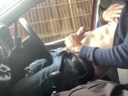 Public masturbating, horny big dick straight guy jerks off near cemetery, dogging hotspot
