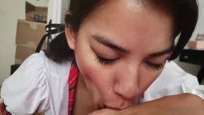 GORGEOUS 18 YEAR OLD JAPANESE BRAZILIAN GIRL SUCKS MY KOREAN COCK AMWF