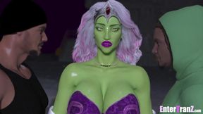 Gangsters wrecked by Trans alien queen cumdump