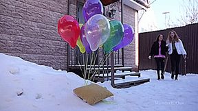 Winter popping helium balloons **4K**