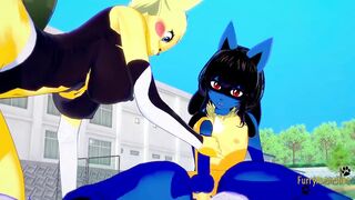 Pokemon Anime Furry Yiff 3D - Lucario x Pikachu rough