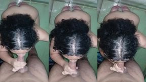la mejor mamada del mundo! chica linda se lo mete hasta la garganta en el bano