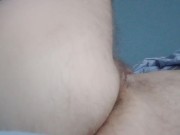 I get my tight hairy arse fucked by a dildo - it hurts