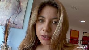 sweet curvy freckled teen 18 with extrem hairy pussy pick up for first time casting fuck without condom