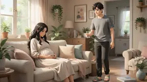 Stepson creeps on preggy stepmom, leading to a big ass creampie
