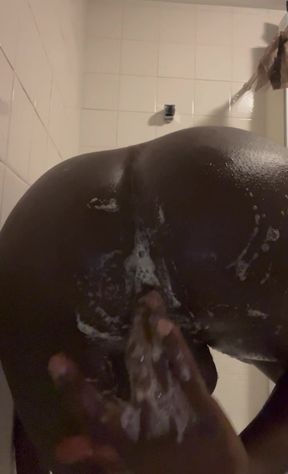 Black sissy pussy play In shower