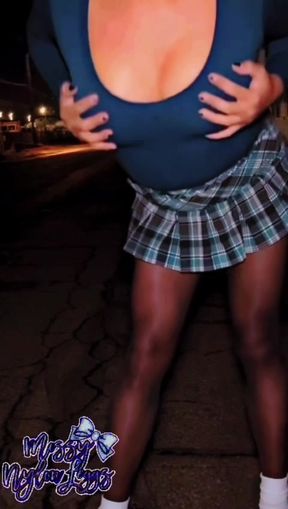 MissyNylonLeggs - Short Mini Skirt &amp; Black Pantyhose