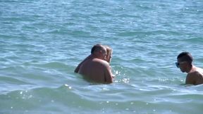 Blonde slut dped at the beach