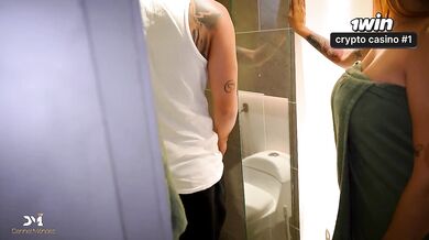 Rough neighbor fuck in her bathroom after fixing my shower Danner Mendez Andrea Castro