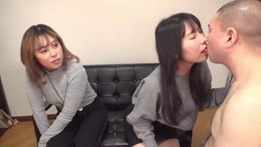 Two Bestie Amateur Girls: Sloppy French Kissing While Teasing Handjob Vol. 3