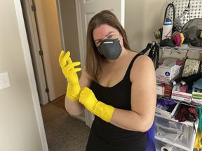 BLEACH FUMES: Cleaning with a Respirator Mask & Gloves