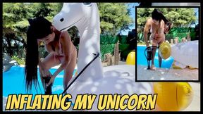 Giant Unicorn Pool Float Inflation – Summer Poolside Fun