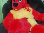 Rubbing Huge 9 inch Cock Wearing My Firestorm Fursuit