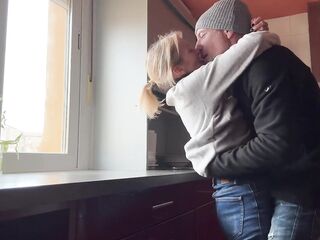 EXCITED WIFE IN THE KITCHEN, WISHES ME TO SEASON HER RABBIT - TWAT EATING AND DOGGY STYLE, CUM INSIDE ME