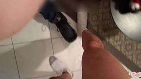 Wife Gives a Blowjob to the Delivery Man While the Cuckold Watches
